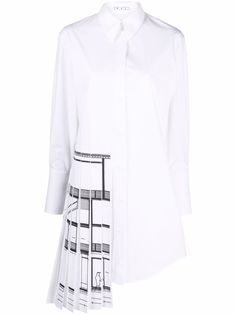 Off-White платье-рубашка с плиссировкой