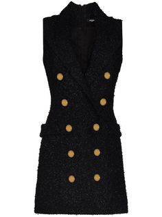 Balmain двубортное твидовое платье