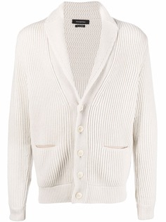 Ermenegildo Zegna кардиган в рубчик с V-образным вырезом