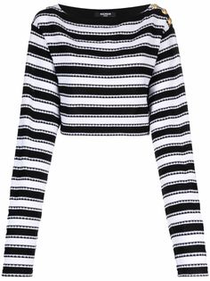 Balmain укороченный топ с открытыми плечами