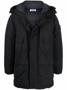 Stone Island пуховик с капюшоном и нашивкой Compass