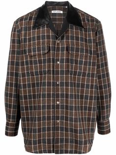 Our Legacy клетчатая рубашка с контрастным воротником