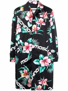 Moschino пальто оверсайз с цветочным принтом