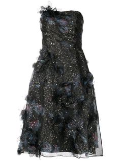 Marchesa Notte платье миди без бретелей