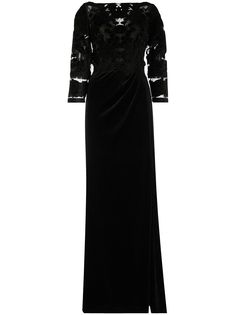 Marchesa Notte бархатное платье с вырезами