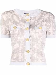 Balmain кардиган с монограммой и блестками
