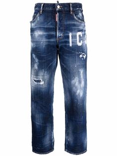 Dsquared2 укороченные джинсы с эффектом потертости