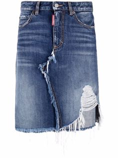 Dsquared2 джинсовая юбка с эффектом потертости