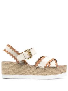 See by Chloé босоножки на танкетке с фестонами