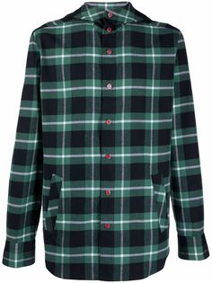 Kiton рубашка в клетку с капюшоном
