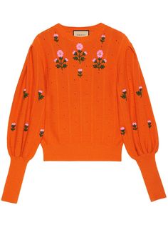Gucci трикотажный топ с цветочной вышивкой