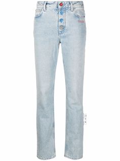 Off-White прямые джинсы с надписью