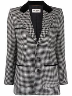 Saint Laurent однобортный жакет в ломаную клетку