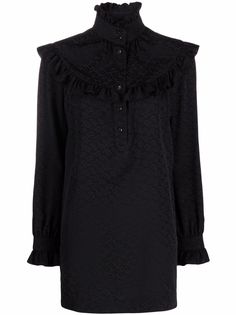 Saint Laurent платье с высоким воротником и узором пейсли