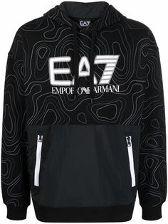 Ea7 Emporio Armani худи с графичным принтом и логотипом
