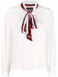 Boutique Moschino блузка в полоску с бантом