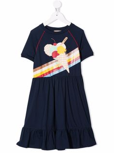 Gucci Kids платье с короткими рукавами и графичным принтом