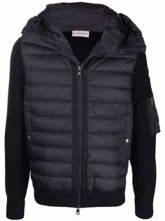 Moncler худи на молнии с дутыми вставками