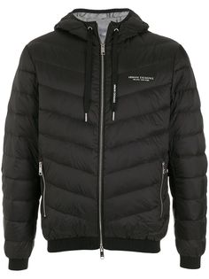 Armani Exchange куртка на молнии с капюшоном и логотипом