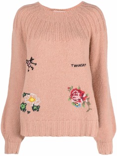 TWINSET джемпер в рубчик с вышивкой