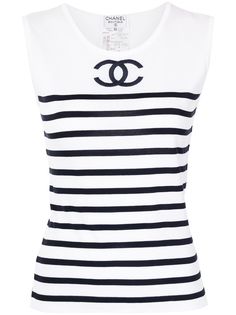 Chanel Pre-Owned топ 1994-го года без рукавов с вышитым логотипом