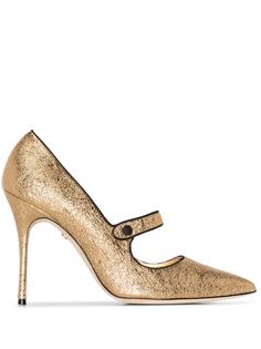 Manolo Blahnik MANO CAMPARI 105 HH PMP MRYJNE GLD FOIL