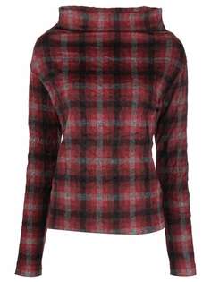 Ys high-neck plaid sweater Y`s