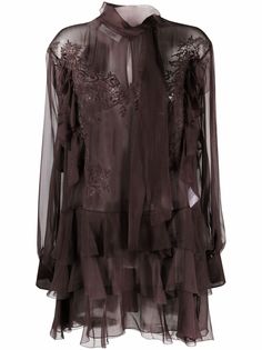 Valentino шелковая блузка с цветочным кружевом