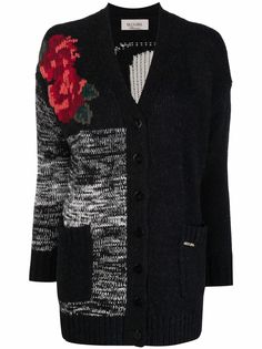 Blugirl panelled floral-knit cardigan