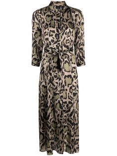 Pinko платье-рубашка с леопардовым принтом