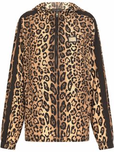 Dolce & Gabbana худи на молнии с леопардовым принтом