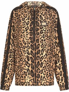 Dolce & Gabbana худи на молнии с леопардовым принтом