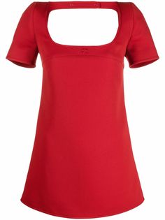 Courrèges расклешенное платье мини с вышитым логотипом