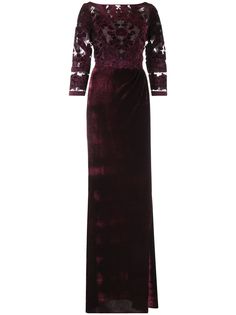 Marchesa Notte бархатное платье с вырезами