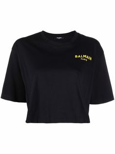 Balmain укороченная футболка с логотипом из коллаборации с Netflix