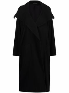 Yohji Yamamoto однобортное пальто из смесовой шерсти с капюшоном