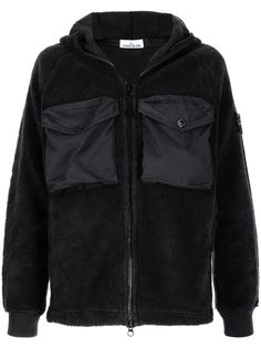 Stone Island флисовая куртка на молнии с капюшоном
