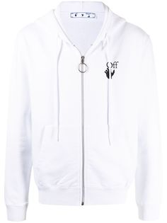 Off-White худи на молнии с логотипом