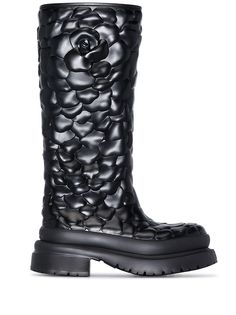 Valentino Garavani Atelier floral-embossed mid-calf rain boots