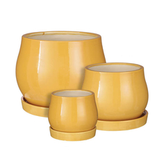 Горшок цветочный Edelman garden Aldo с поддоном охра 28,5х28,5х23 см