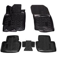 Ковры (3D с подпят для Mitsubishi Outlander (06 5 шт выс. борт, полимер черн. Airline