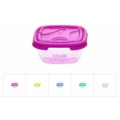 Контейнер пласт. прямоуг. 0.3 л, с крышкой, Frigo, DRINA (105х105х50 мм, цвета в ассортименте) (10301)