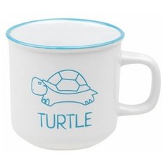 Кружка керамическая, 450 мл, серия Черепаха, бело- голубая, PERFECTO LINEA (Супер цена! с черепахой голубого цвета) (30-145120)