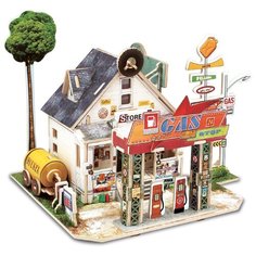 Объемный пазл 3D REZARK "Домики Америки. Автозаправочная станция", 20,2x17x17,9 см, арт. AMER-001