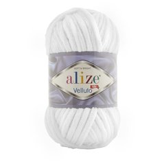 Пряжа Alize Velluto 100гр. 68м. (100% микрополиэстер) (55 белый) 5 шт