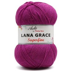 Пряжа из Троицка Lana Grace Superfine 100гр. 610м. (25% мериносовая шерсть, 75% акрил супер софт) (1643 яркая сирень) 5 шт Троицкая камвольная фабрика