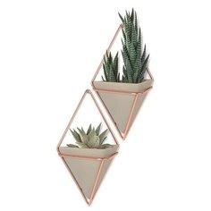 Декор для стен Trigg 2 шт, 19х23х7,2 см, цвет медный, материал керамика + металл, Umbra, 470753-633