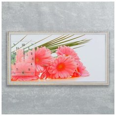 Часы-картина Сюжет настенные, серия: Цветы, "Герберы", 50*100 см