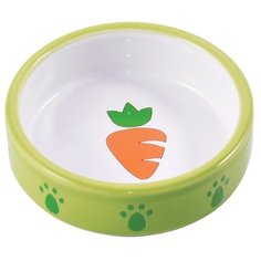 Миска КерамикАрт 211079 для грызунов, 70 мл зеленая/морковь
