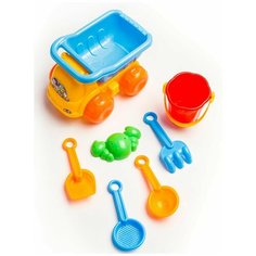 Набор: машина, ведро, лопата, грабли, совок, ложка, пасочка, арт. 817010 China Dans International